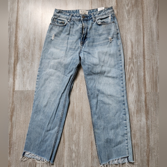 Evidnt Med Wash Med Rise Blue Denim Jeans Distressed Straight Leg Sz 27 - Picture 2 of 10